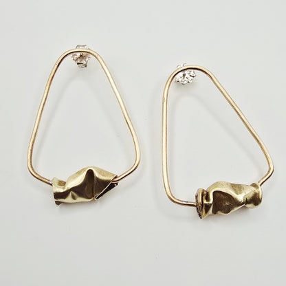 Sculptural Brass Triangle Earrings- Under Impact Series