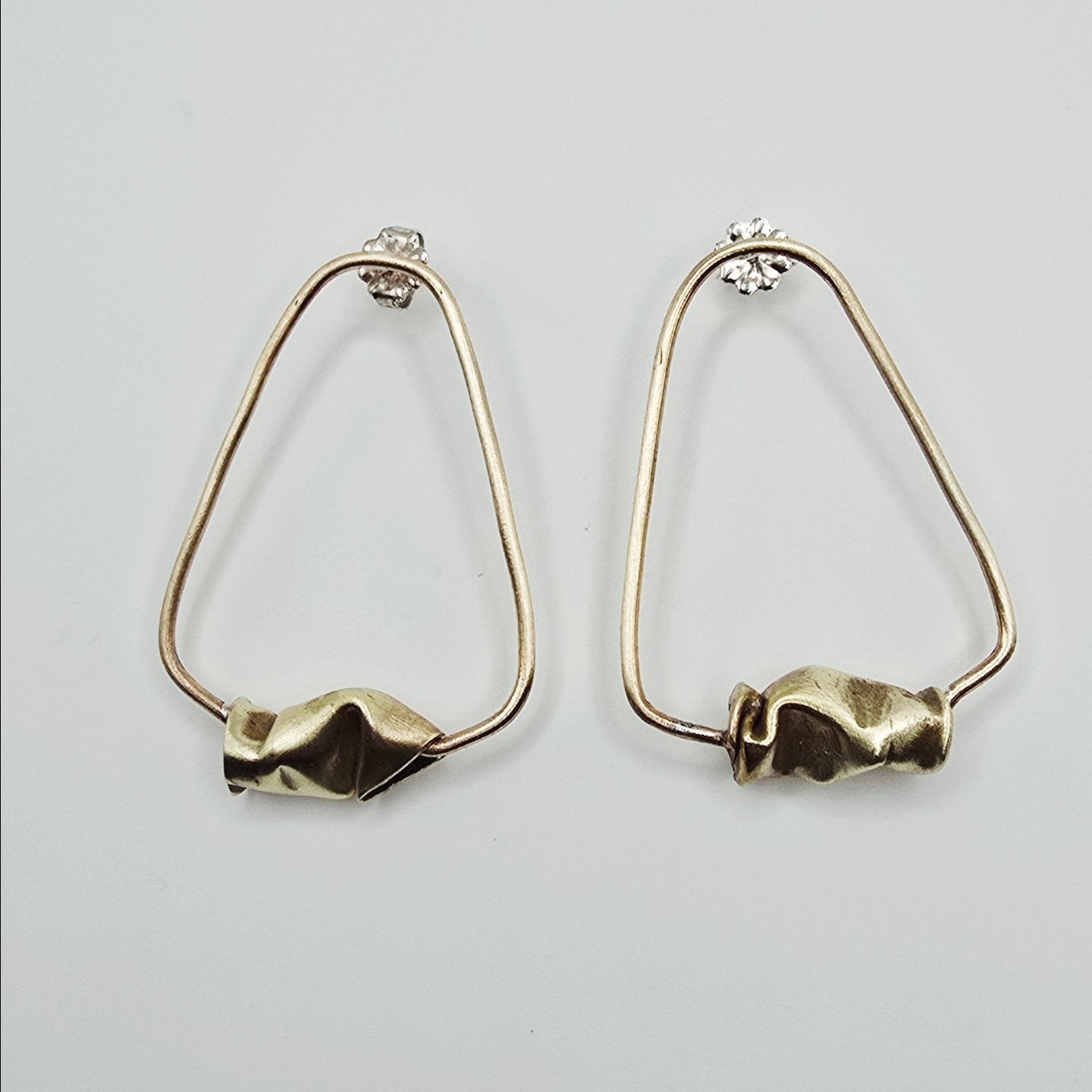 Sculptural Brass Triangle Earrings- Under Impact Series