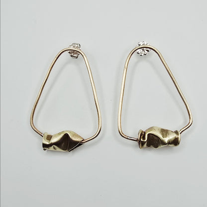 Sculptural Brass Triangle Earrings- Under Impact Series