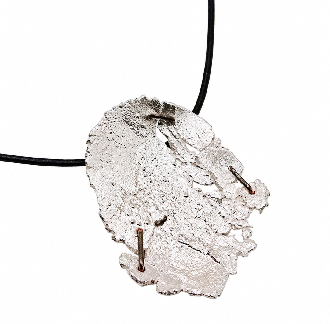 Pounded Silver Staple Brooch | Pendant Necklace- Under Impact Series