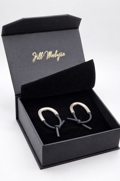 Sterling Silver and Rubber Tension Earrings- Large- Hand Fabricated- Under Impact Series