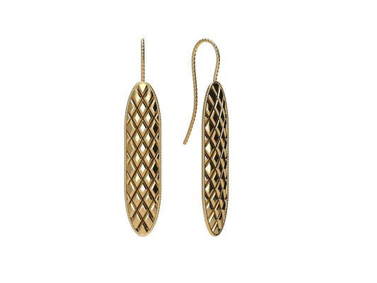 Quilted Earrings in 24k gold