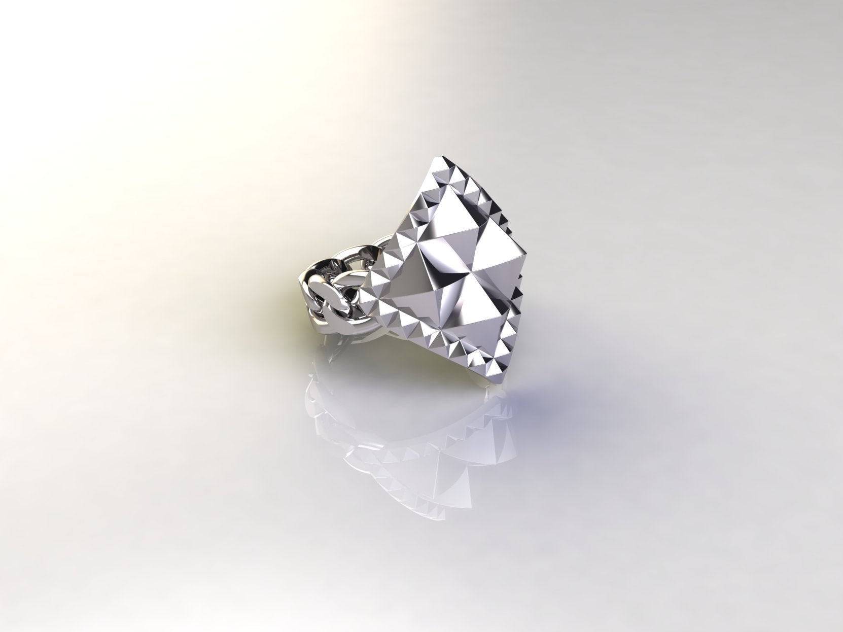Modern Non Tarnish Silver Stud Ring with 6mm chain band. Available is sizes 5-9