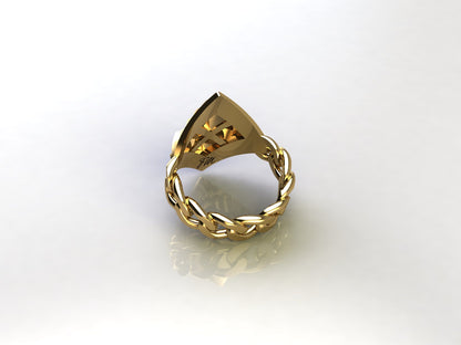 Studded 24k Gold Ring, 22mm