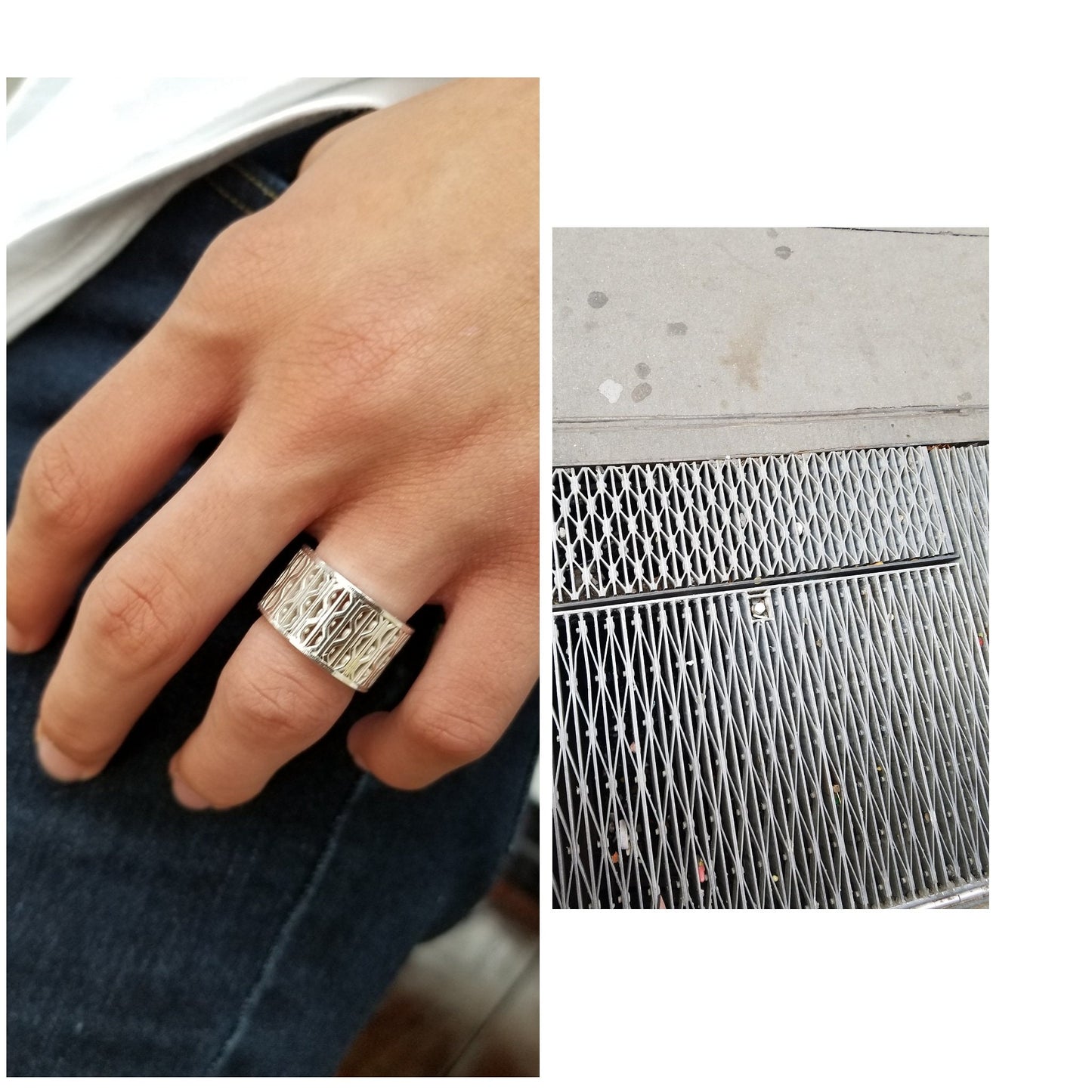 New York City Subway Grate Adjustable Ring in Sterling Silver