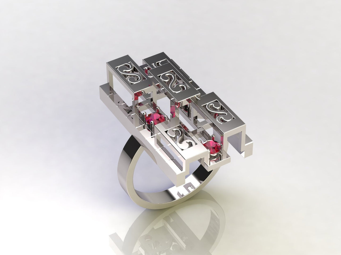 Waldorf layered Cocktail Ring, Sterling Silver