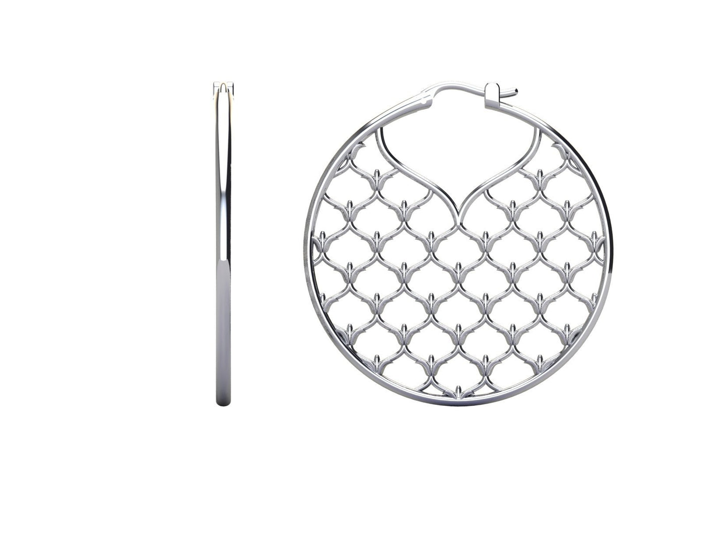La Fleur Window Grate Hoop Earrings in Sterling