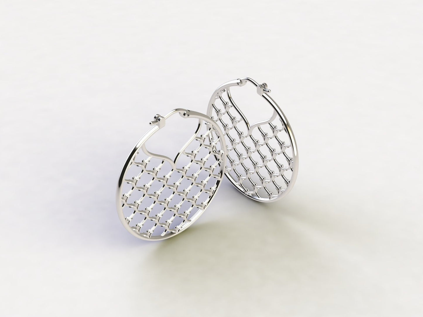 La Fleur Window Grate Hoop Earrings in Sterling