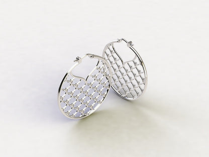 La Fleur Window Grate Hoop Earrings in Sterling