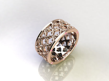 La Fleur Window Grate Gold Ring with Stones, 9.75mm