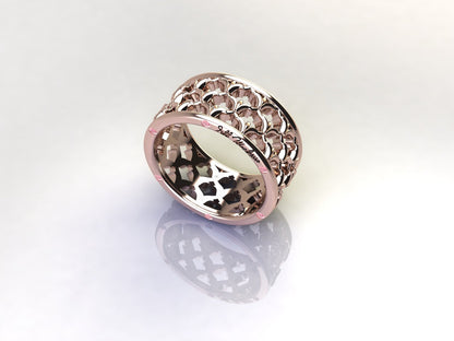La Fleur Window Grate Gold Ring with Stones, 9.75mm