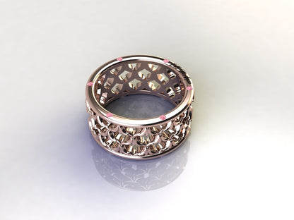 La Fleur Window Grate Gold Ring with Stones, 9.75mm