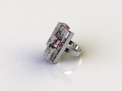 Waldorf layered Cocktail Ring, Sterling Silver