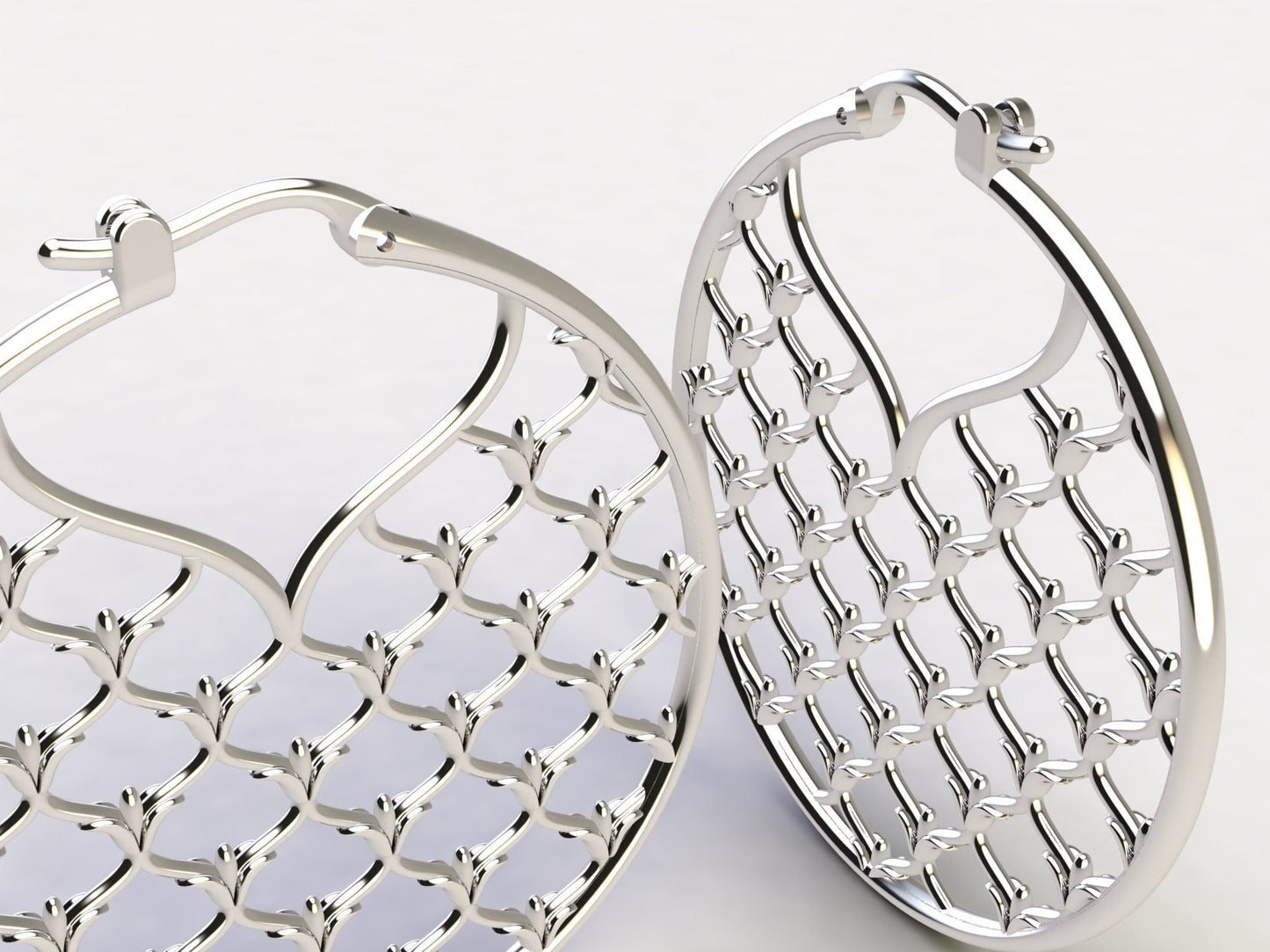 La Fleur Window Grate Hoop Earrings in Sterling
