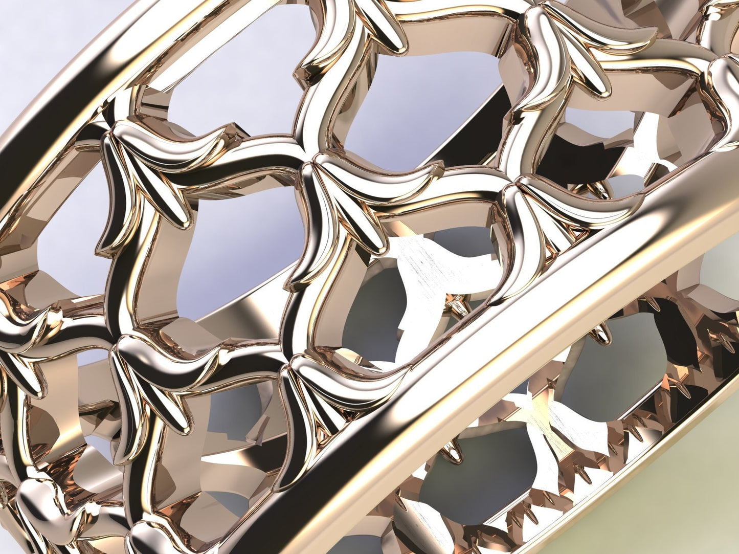 La Fleur Window Grate Gold Ring with Stones, 9.75mm