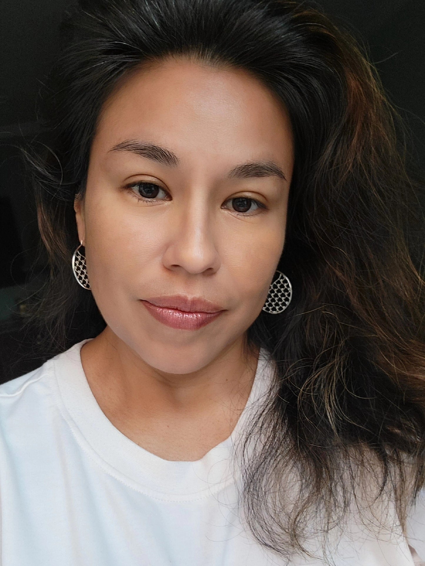 La Fleur Window Grate Hoop Earrings in Sterling
