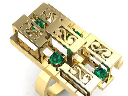 Mary Madeleine Waldorf 24k Gold Cocktail Ring, 24mm