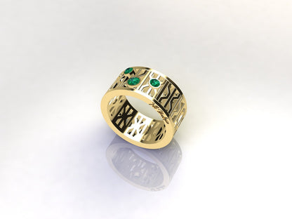 Marilyn Monroe 24k Gold Subway Grate Ring with Stones, 9mm