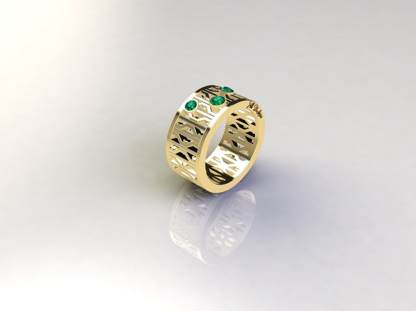 Marilyn Monroe 24k Gold Subway Grate Ring with Stones, 9mm