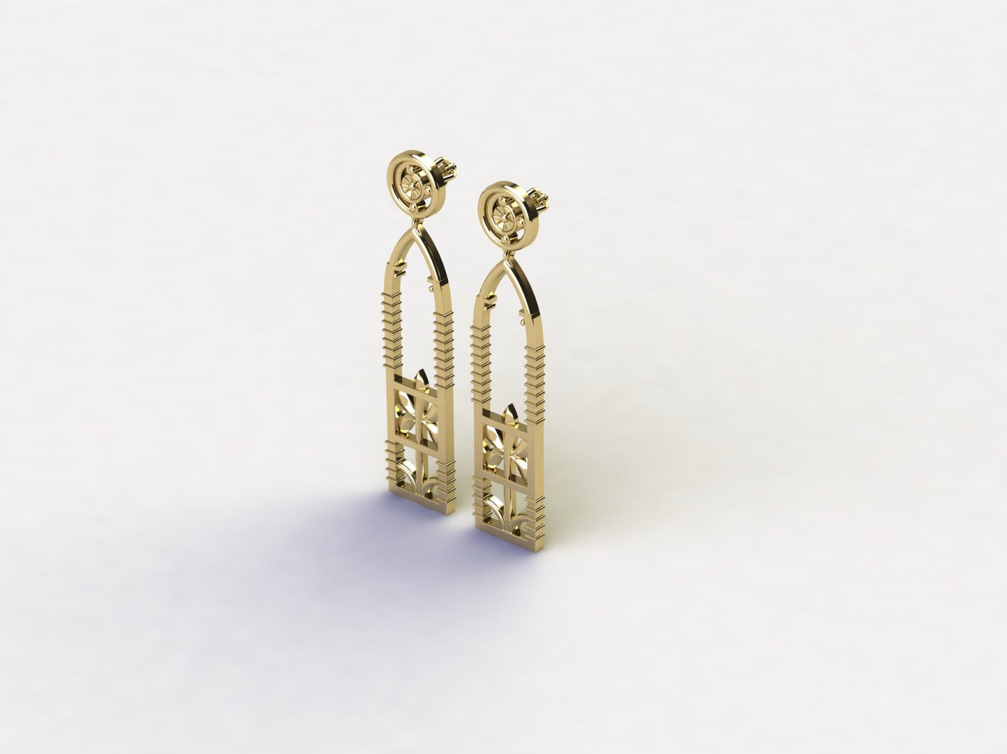 New York City 24k Gold Ironwork Fence Earrings, 60mm